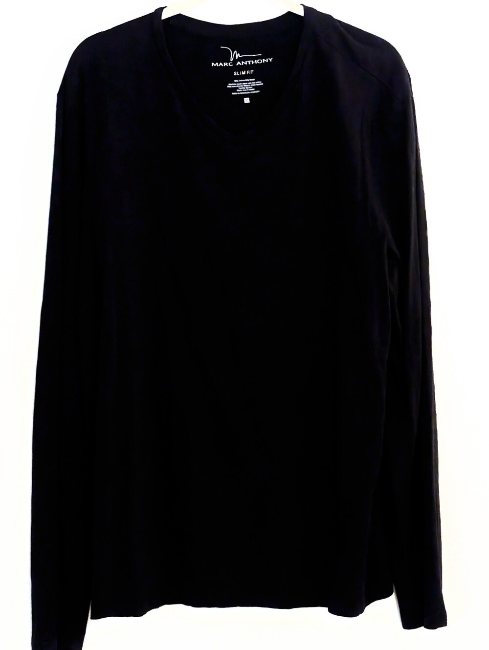 Marc Anthony Slim Fit Black V Neck Long Sleeve Shirt XL